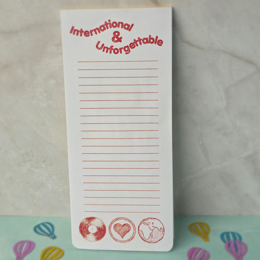 Laureles Internacionales Notepad (3.5” x 8.5”, 50 sheets)