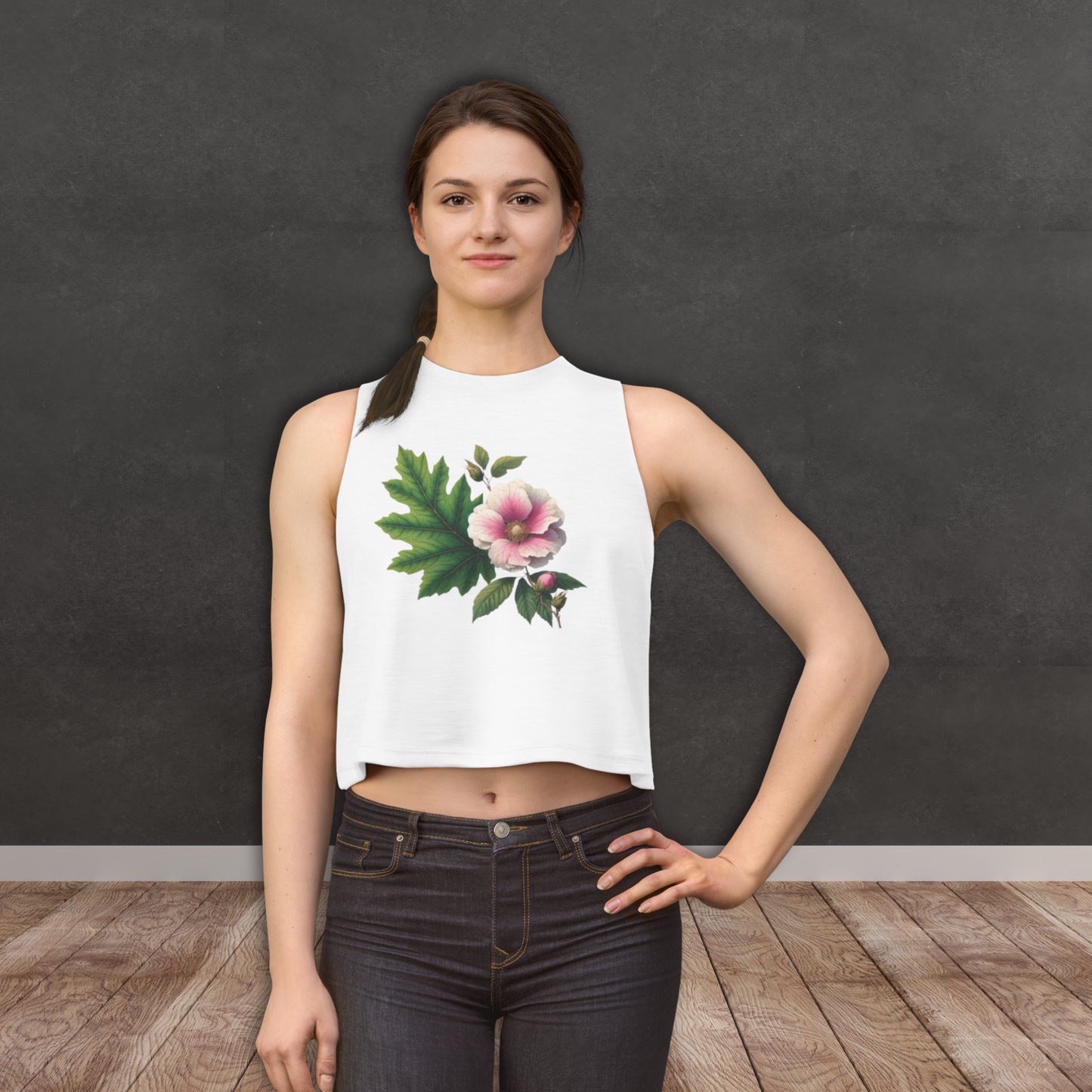 Mugunghwa & Oak Leaf Lightweight Women's Crop Tank