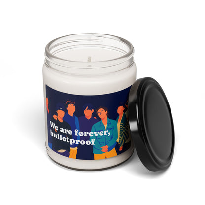 Soy Candle: "We Are Forever, Bulletproof" BTS OT7 Group Illustration, Scented Candle, 9oz