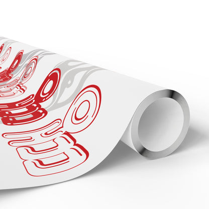 Wrapping Paper Roll (All-Occasions): BTS Rapline "Ddaeng" Inspired, Red Typographic Pattern, Grey Smoke Background