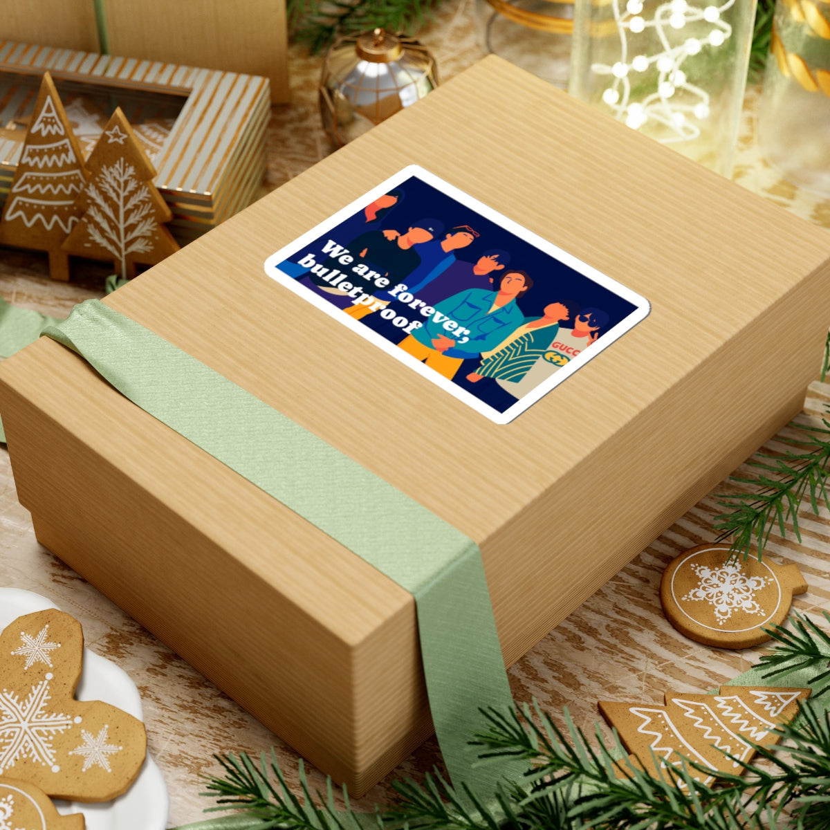 BTS OT7 Sticker: "We Are Forever, Bulletproof" Group Illustration