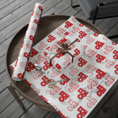 Wrapping Paper Roll (All-Occasions): BTS Rapline "Ddaeng" Inspired, Red Typographic Pattern, Grey Smoke Background
