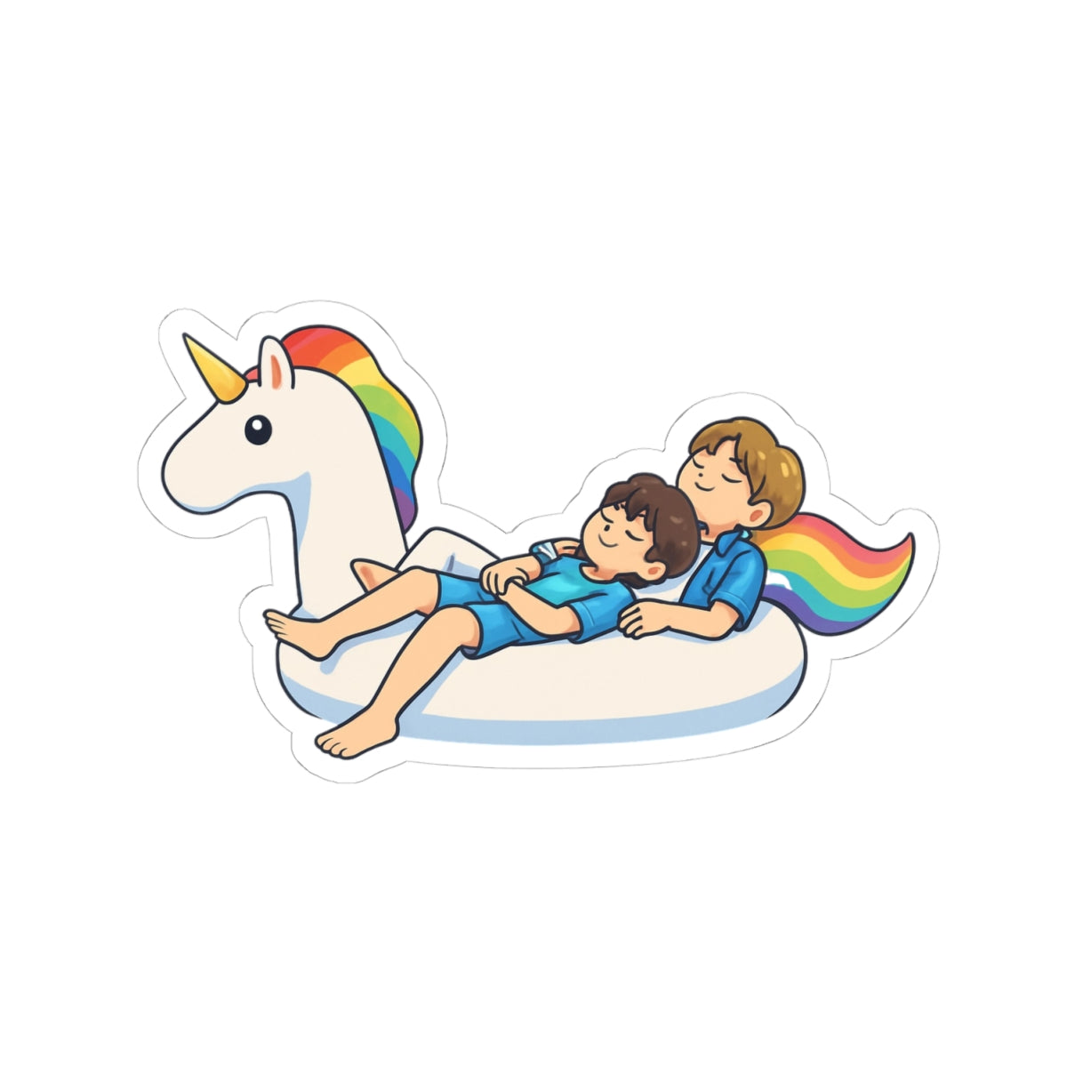 Rainbow Unicorn Float with BTS Jimin and Jungkook | Kiss-Cut Sticker
