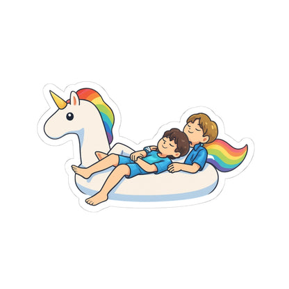 Rainbow Unicorn Float with BTS Jimin and Jungkook | Kiss-Cut Sticker