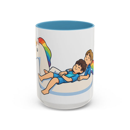 Rainbow Unicorn Float with BTS Jimin and Jungkook Mug | BTS duo Coffee Cup (15oz)