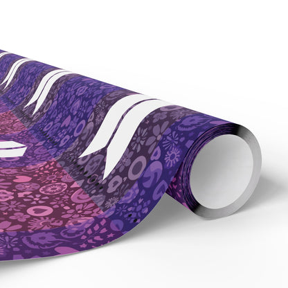 Wrapping Paper Roll (All-Occasions): BTS / Army Quilt - Purple Icons, Flowers, Hearts