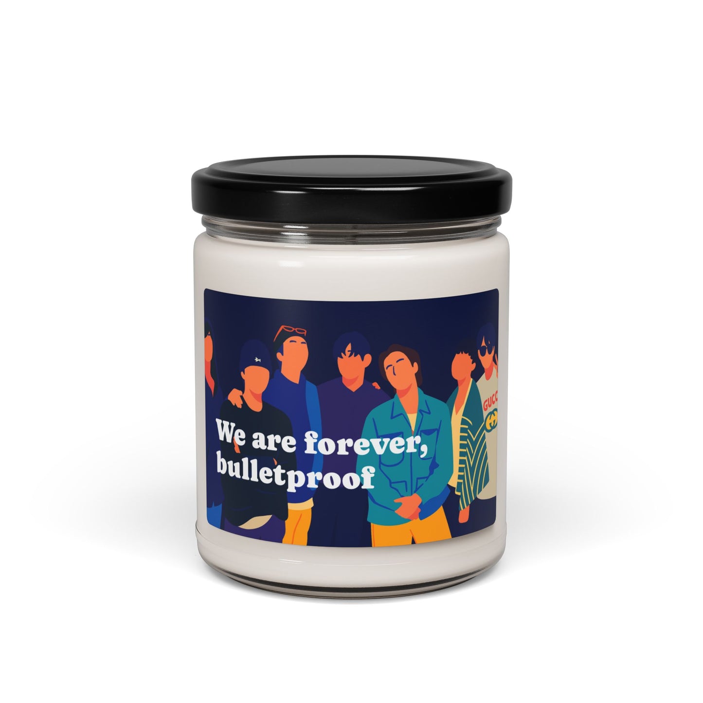 Soy Candle: "We Are Forever, Bulletproof" BTS OT7 Group Illustration, Scented Candle, 9oz