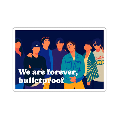 BTS OT7 Sticker: "We Are Forever, Bulletproof" Group Illustration