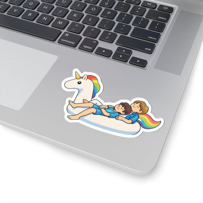 Rainbow Unicorn Float with BTS Jimin and Jungkook | Kiss-Cut Sticker
