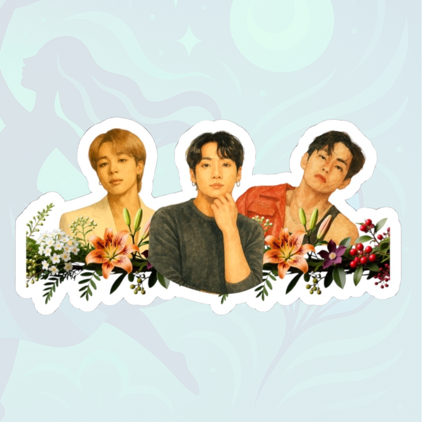 Kiss-Cut Sticker: BTS Maknae Line - Floral Tribute (4" and 6")