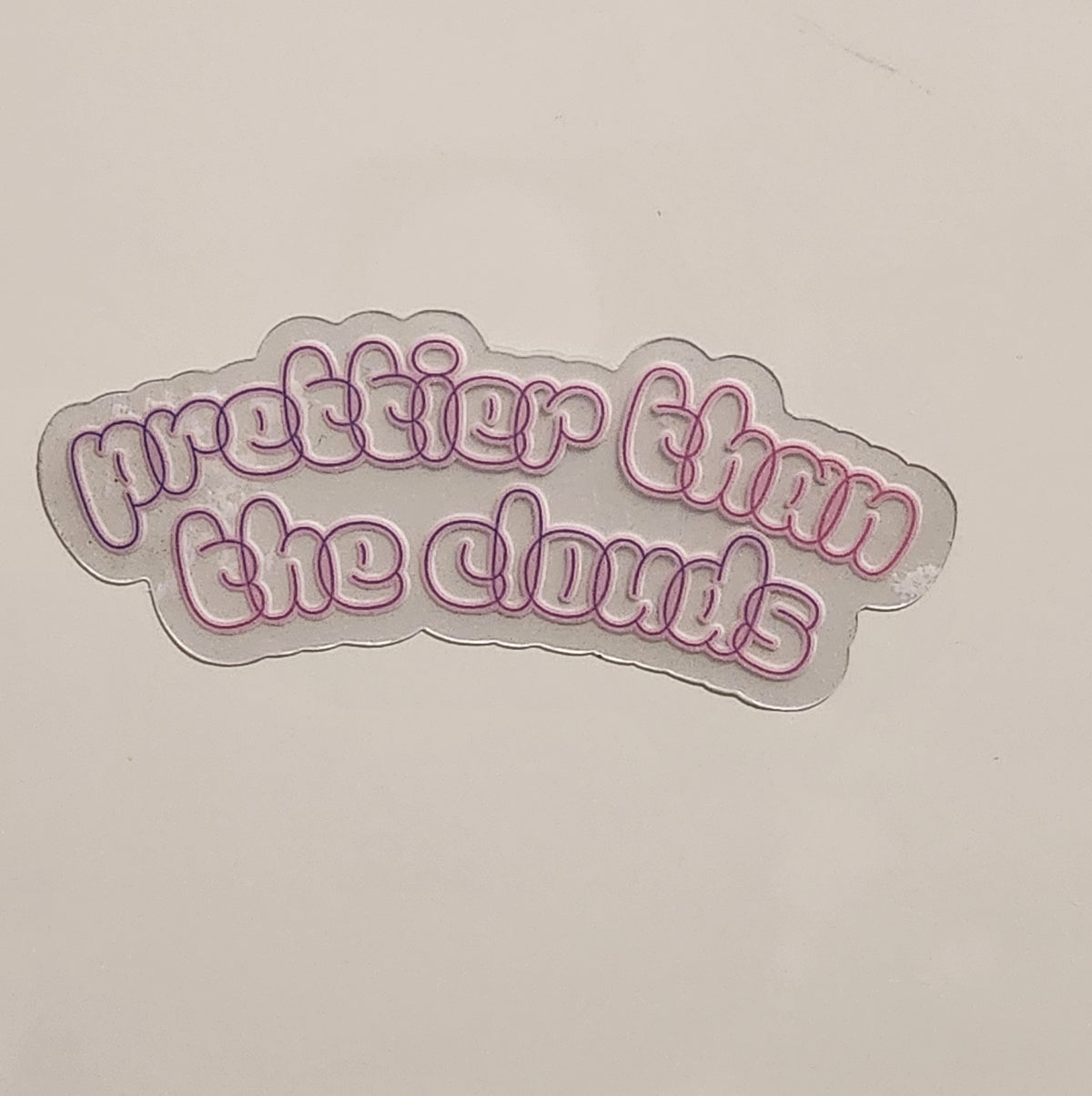 Sticker with 'prettier than the clouds' text on a plain background - Prettier Than The Clouds Clear Sticker, Jimin, Jungkook, Jikook, Are You Sure?! Season 1
