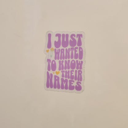 Just Their Names Sticker (Clear, 3")