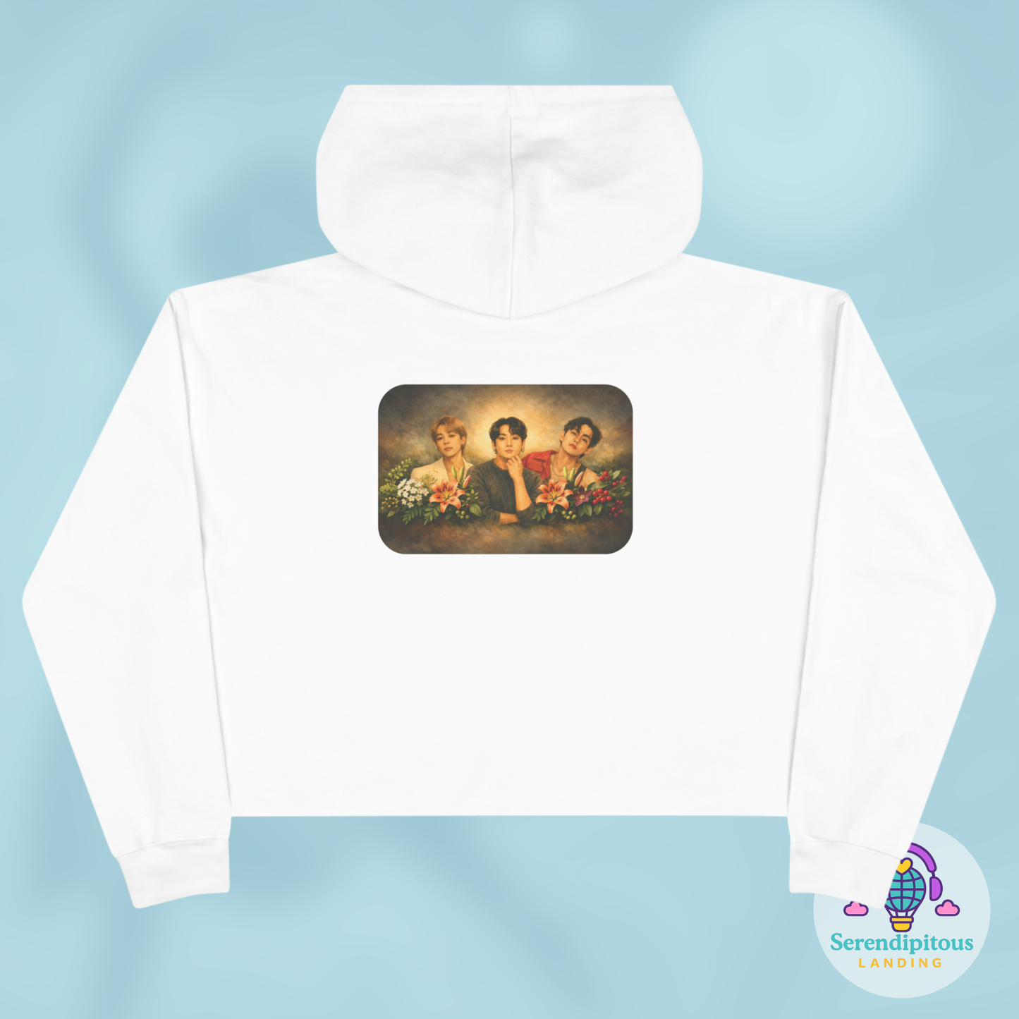 Maknae Beauty Line Floral Tribute Long-sleeve Crop Hoodie (Women's sizing)