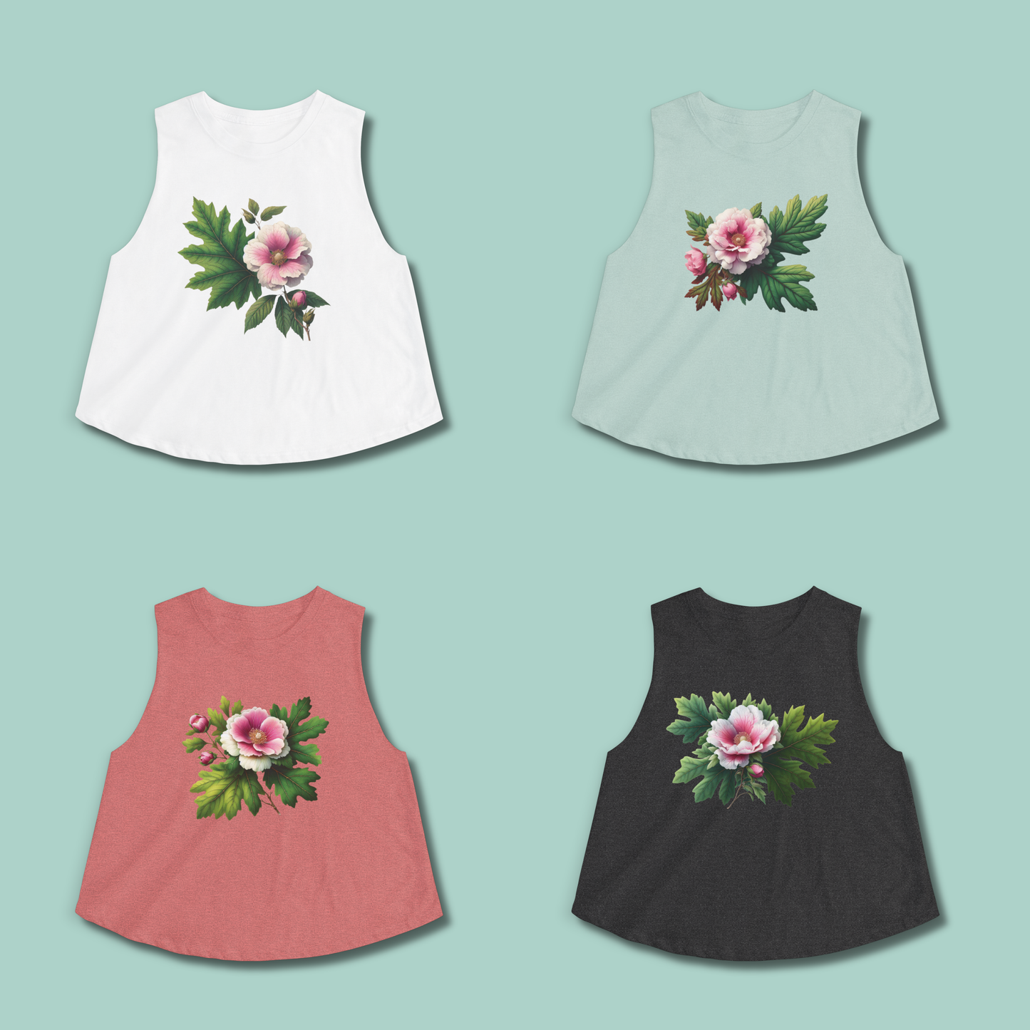 Mugunghwa & Oak Leaf Lightweight Women's Crop Tank