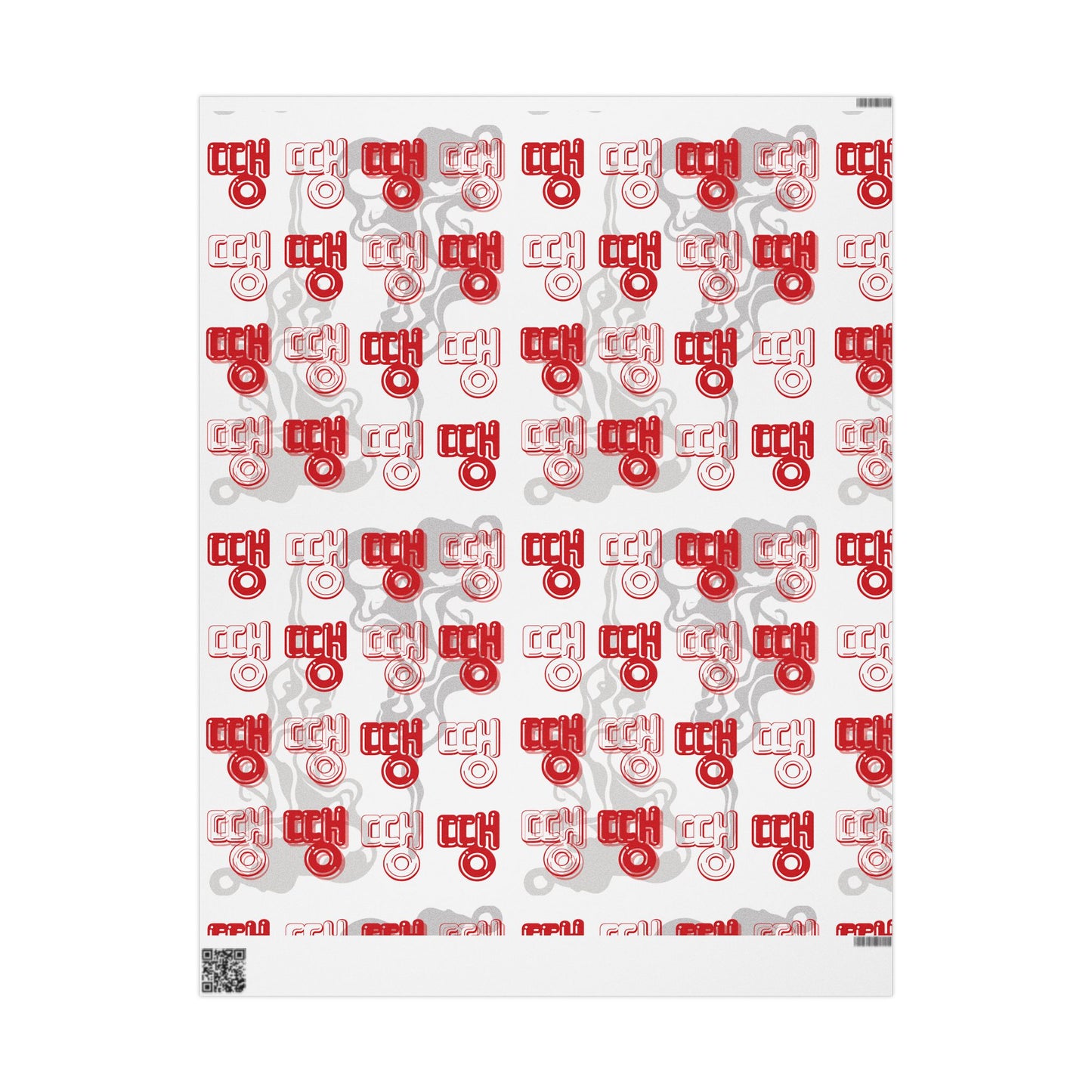 Wrapping Paper Roll (All-Occasions): BTS Rapline "Ddaeng" Inspired, Red Typographic Pattern, Grey Smoke Background