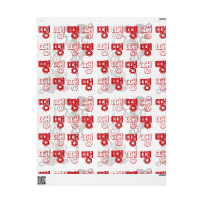Wrapping Paper Roll (All-Occasions): BTS Rapline "Ddaeng" Inspired, Red Typographic Pattern, Grey Smoke Background