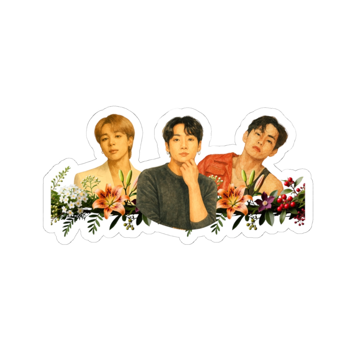 Kiss-Cut Sticker: BTS Maknae Line - Floral Tribute (4" and 6")