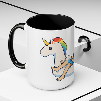 Rainbow Unicorn Float with BTS Jimin and Jungkook Mug | BTS duo Coffee Cup (15oz)