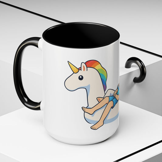 Rainbow Unicorn Float with BTS Jimin and Jungkook Mug | BTS duo Coffee Cup (15oz)
