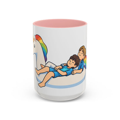 Rainbow Unicorn Float with BTS Jimin and Jungkook Mug | BTS duo Coffee Cup (15oz)