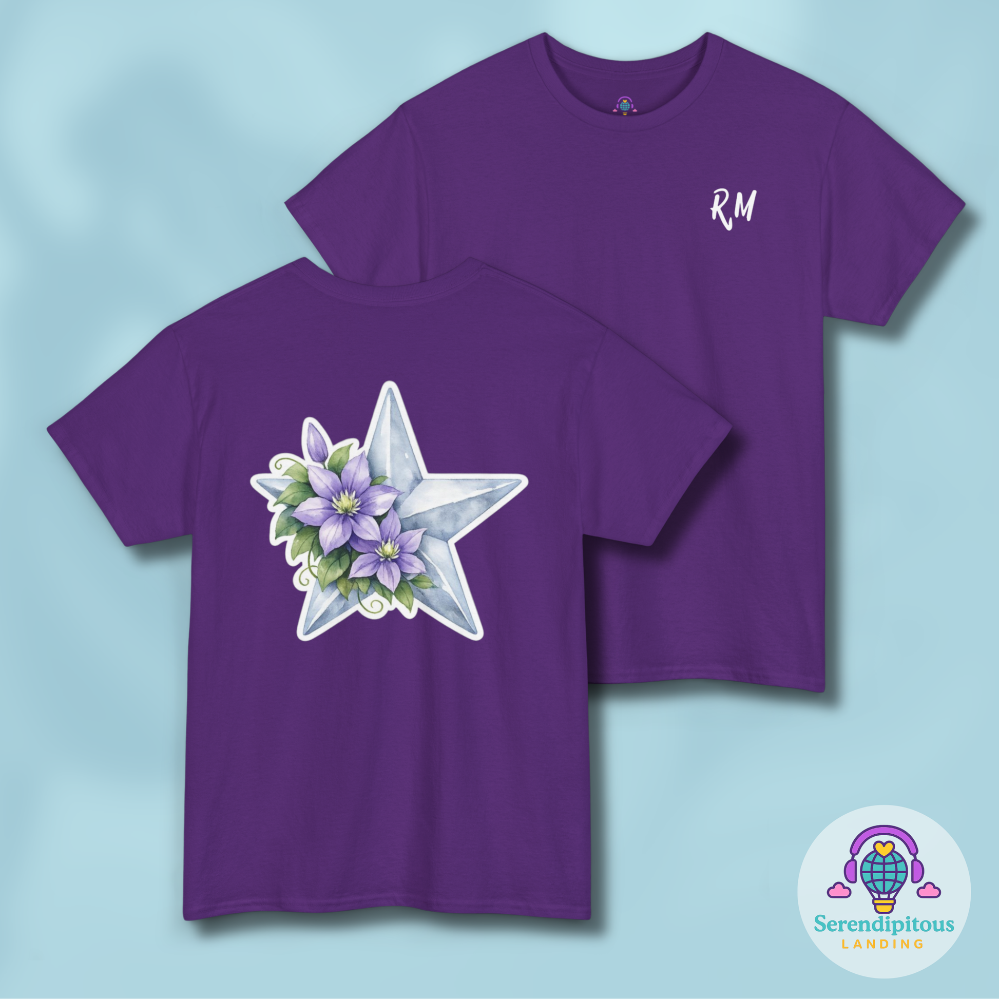 BTS RM Birth Flower Shirt - purple short sleeve shirt with birth flower and arirang vinyl color, Kim Namjoon