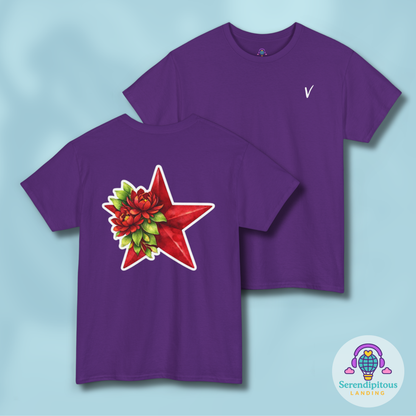BTS V Taehyung Birth Flower Shirt - purple short sleeve shirt with birth flower and arirang vinyl color