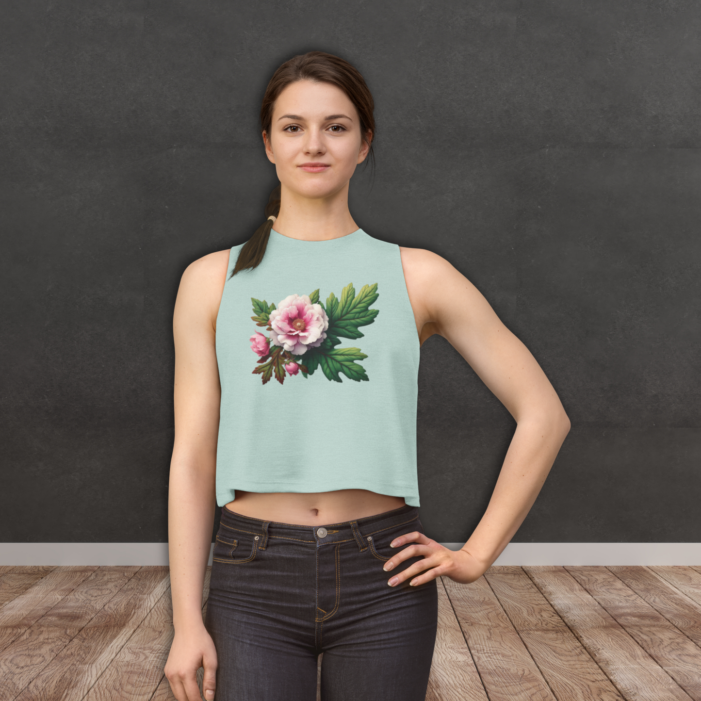 Mugunghwa & Oak Leaf Lightweight Women's Crop Tank