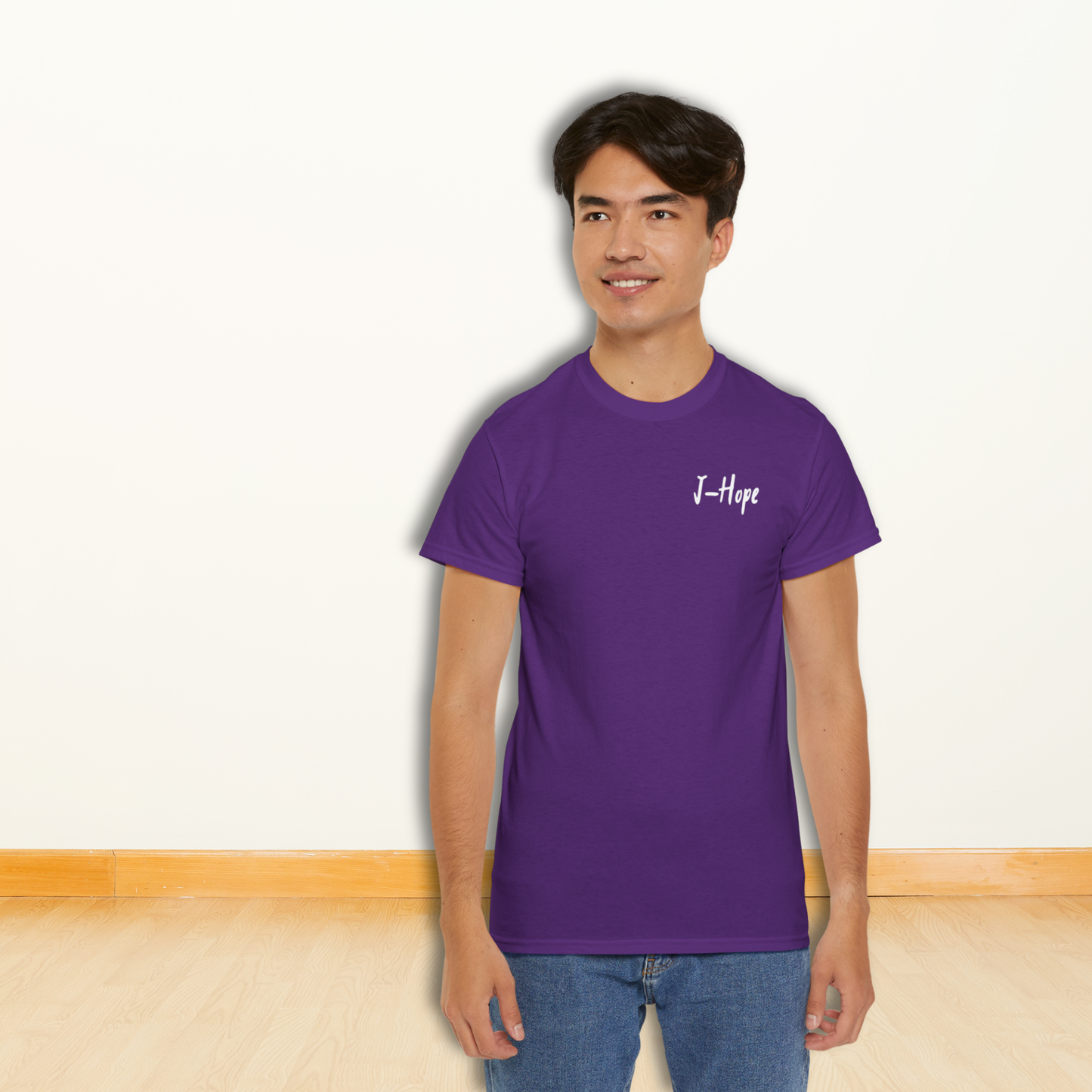 BTS J-Hope Birth Flower Shirt - purple short sleeve shirt with birth flower and arirang vinyl color