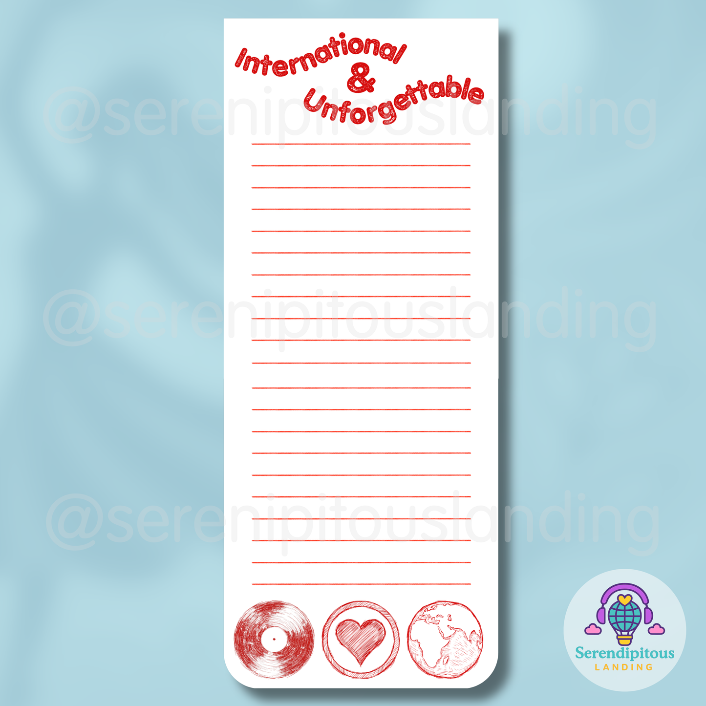 Laureles Internacionales Notepad (3.5” x 8.5”, 50 sheets)